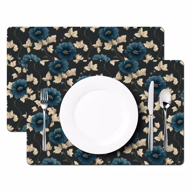 Tischset - 6 Stück - Botanisch - Blumen - Blau - 6 Stück — 2