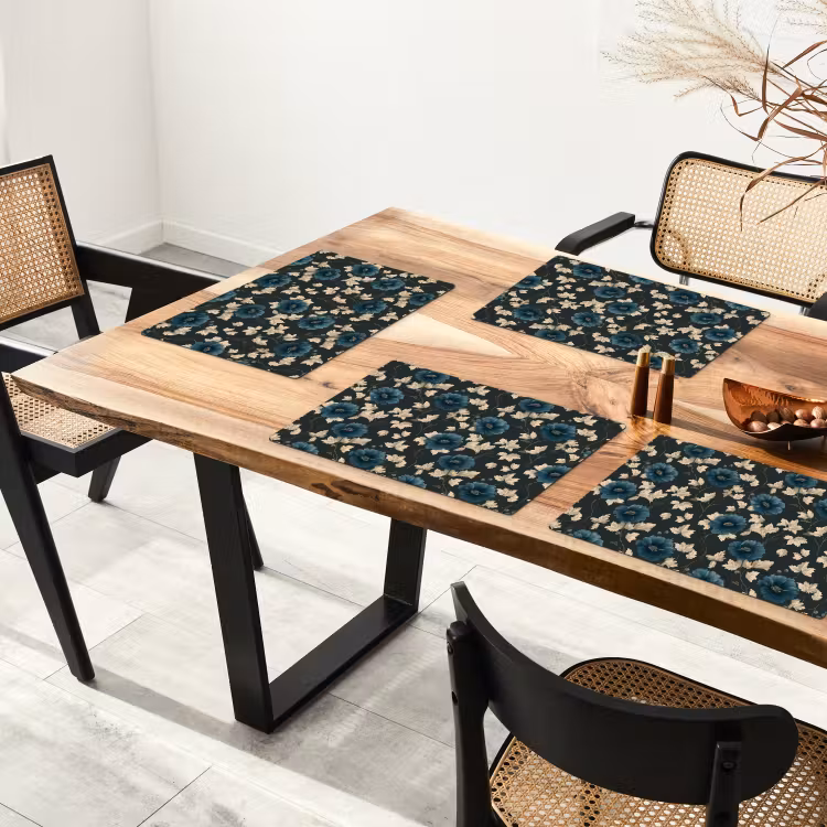 Tischset - 6 Stück - Botanisch - Blumen - Blau - 6 Stück — 4