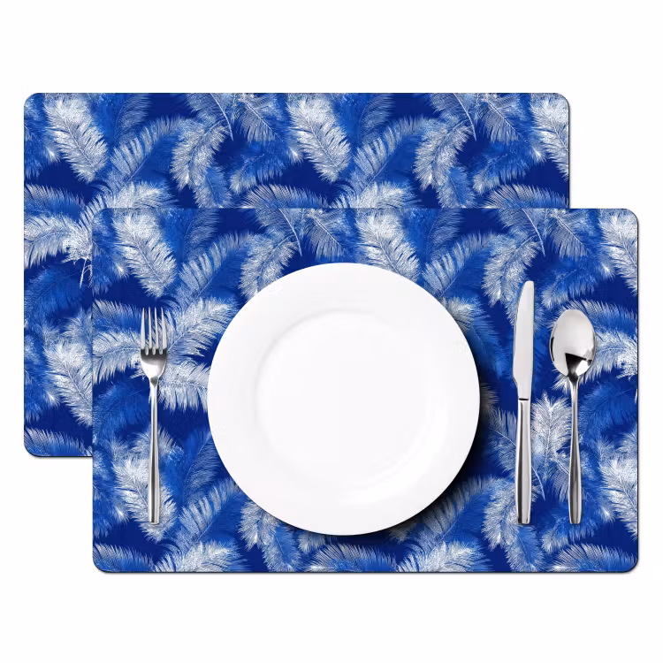 Tischset - 6 Stück - Palmenblatt - Muster - Blau - 6 Stück — 2