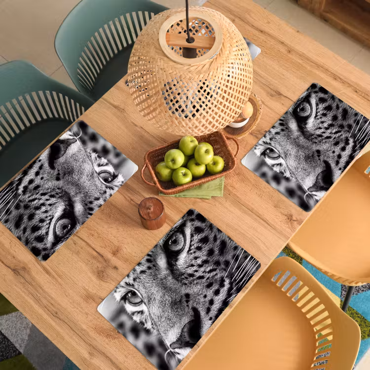 Tischset - 6 Stück - Leopard - Schwarz - Weiß - Auge - 6 Stück — 3