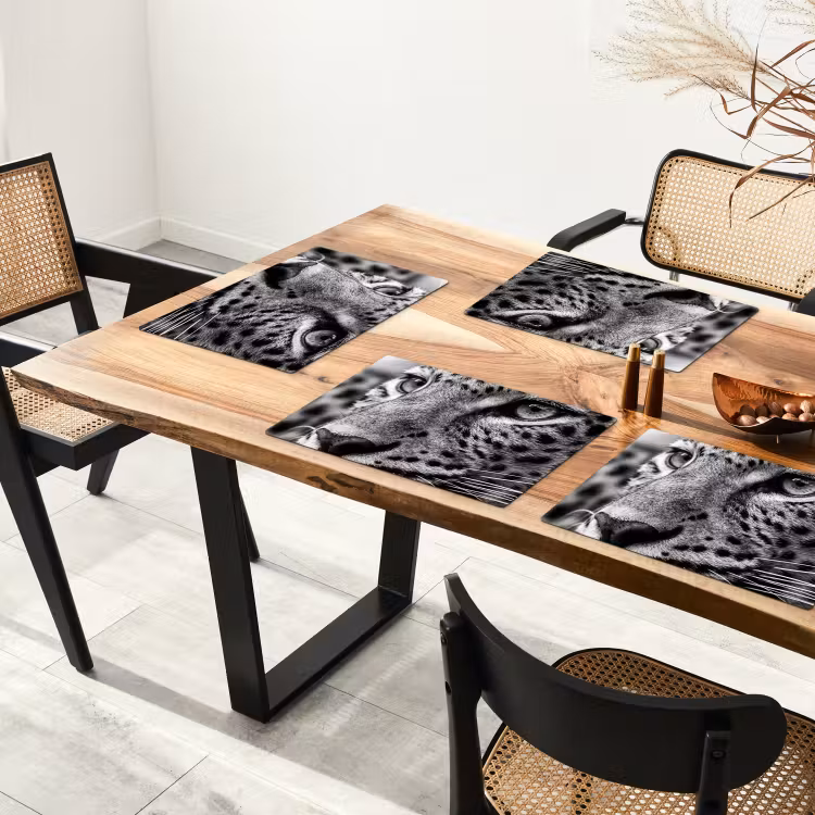 Tischset - 6 Stück - Leopard - Schwarz - Weiß - Auge - 6 Stück — 4
