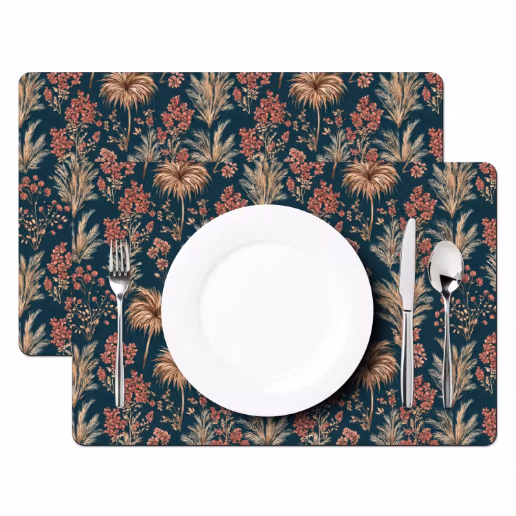 Tischset - 6 Stück - Botanisch - Muster - Blau - 6 Stück — 2