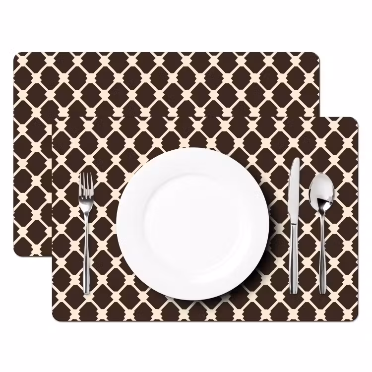 Tischset - 6 Stück - Braun - Schachbrettmuster - Geometrisch - 6 Stück — 2