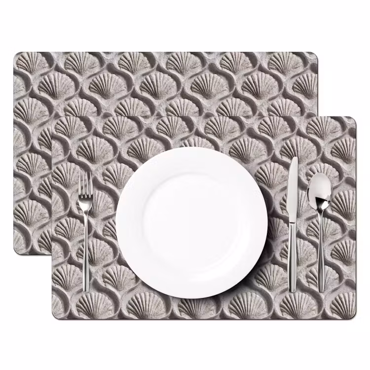 Tischset - 6 Stück - Sand - Muschelform - Grau - 6 Stück — 2