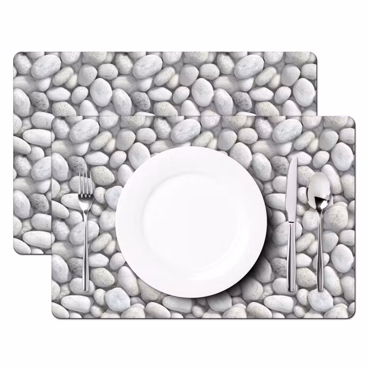 Tischset - 6 Stück - Steine - Grau - Oval - 6 Stück — 2