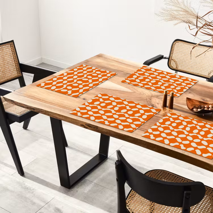 Tischset - 6 Stück - Orange - Bio-Formen - Weiß - 6 Stück — 4