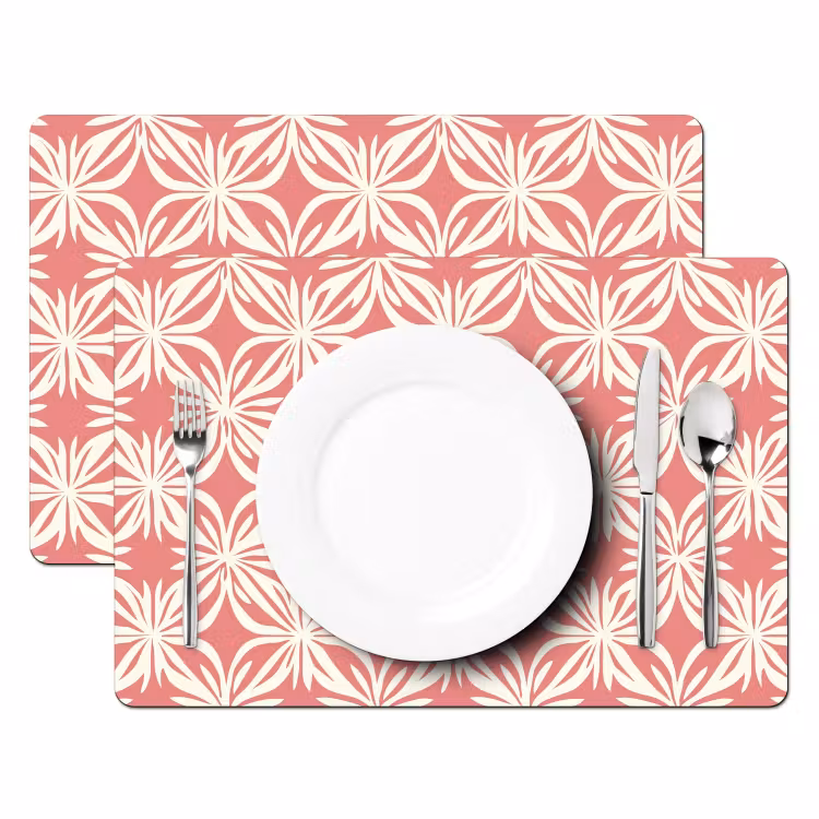 Tischset - 6 Stück - Rosa - Florales Motiv - Weiß - Modern - 6 Stück — 2