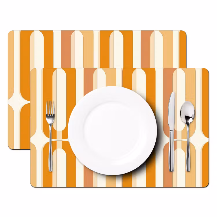 Tischset - 6 Stück - U-förmig - Retro - Orange - 6 Stück — 2