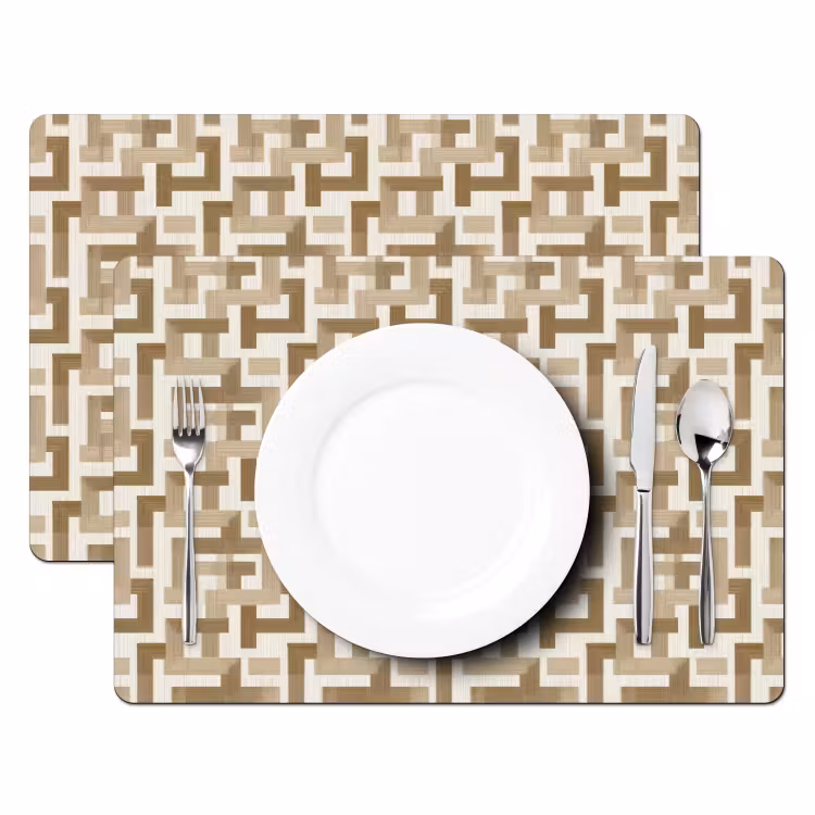 Tischset - 6 Stück - Geometrisch - Retro - Braun - 6 Stück — 2