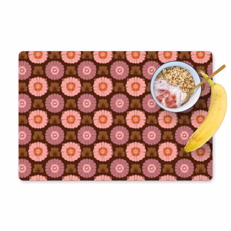 Tischset - 6 Stück - Retro - Gänseblümchen - Rosa - 6 Stück — 1