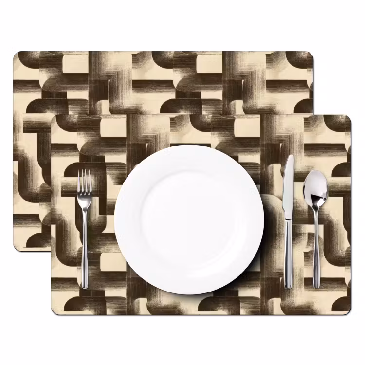 Tischset - 6 Stück - Abstrakt - Retro - Schwarz - 6 Stück — 2