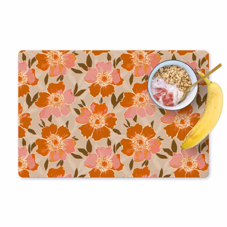 Tischset - 6 Stück - Blumen - Motiv - Retro - 6 Stück — 1