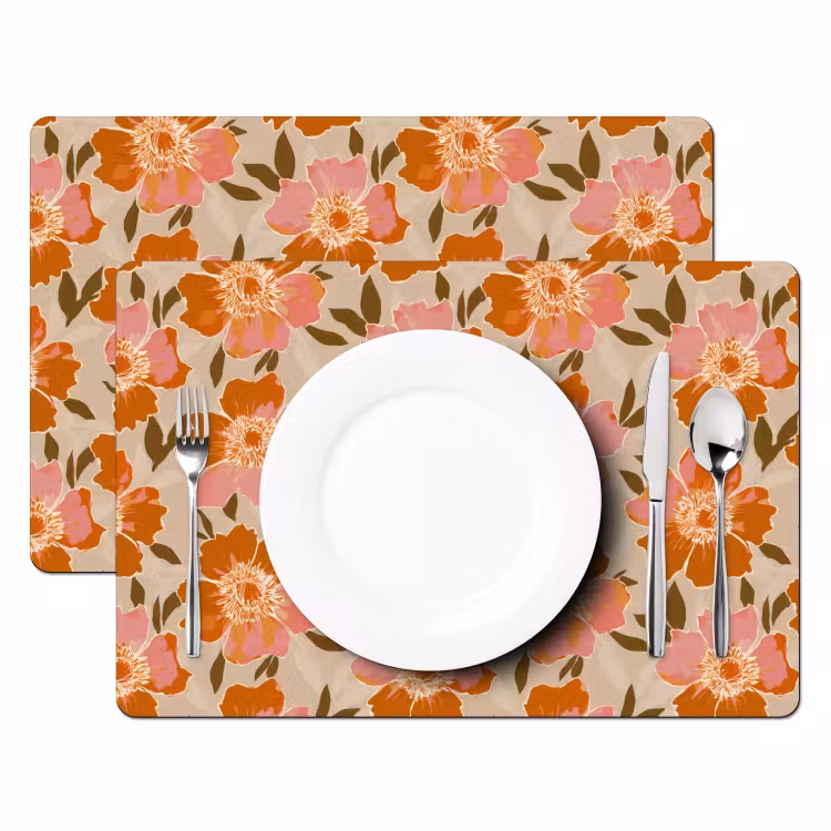 Tischset - 6 Stück - Blumen - Motiv - Retro - 6 Stück — 2