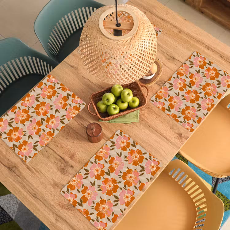 Tischset - 6 Stück - Blumen - Motiv - Retro - 6 Stück — 3