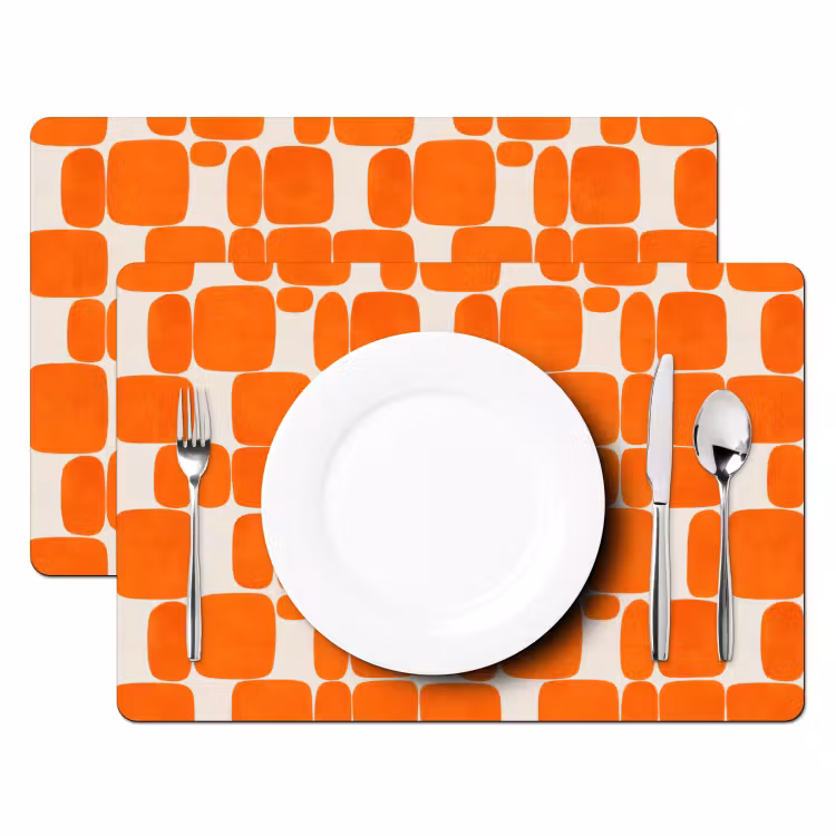 Tischset - 6 Stück - Muster - Retro - Orange - 6 Stück — 2