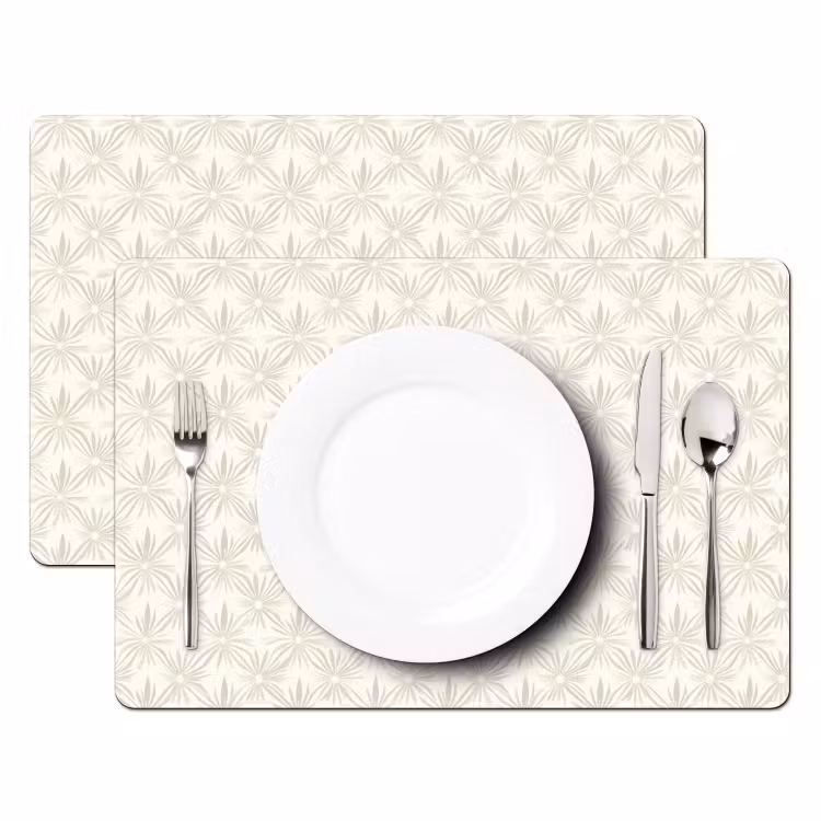 Tischset - 6 Stück - Muster - Blumen - Beige - 6 Stück — 2