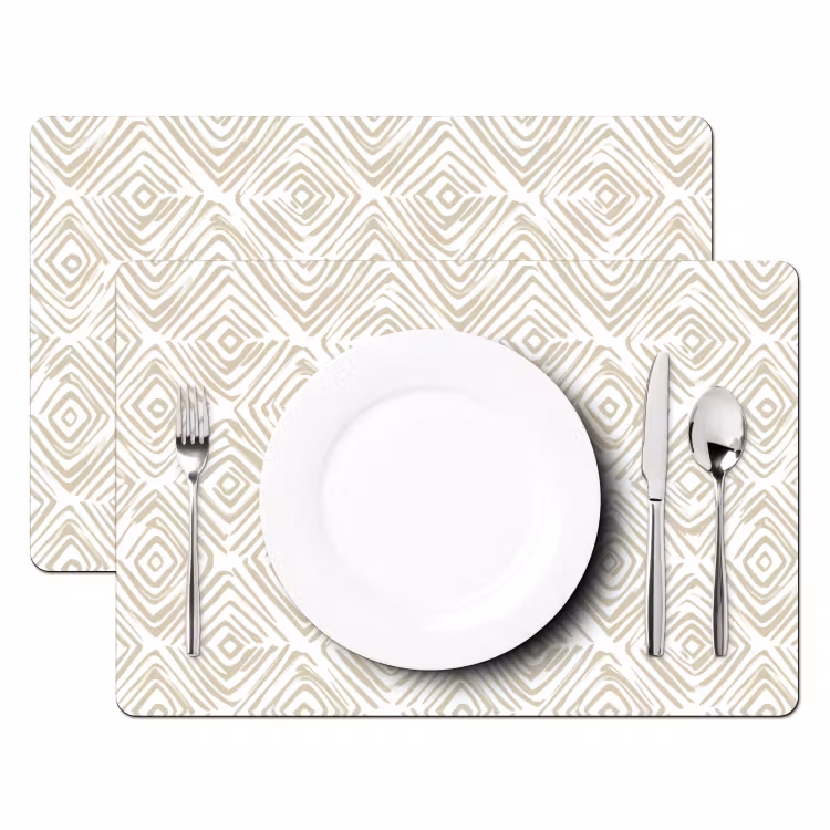 Tischset - 6 Stück - Abstrakt - Kariert - Beige - 6 Stück — 2