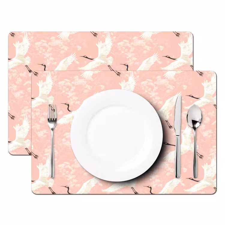 Tischset - 6 Stück - Kranich - Blüte - Rosa - 6 Stück — 2