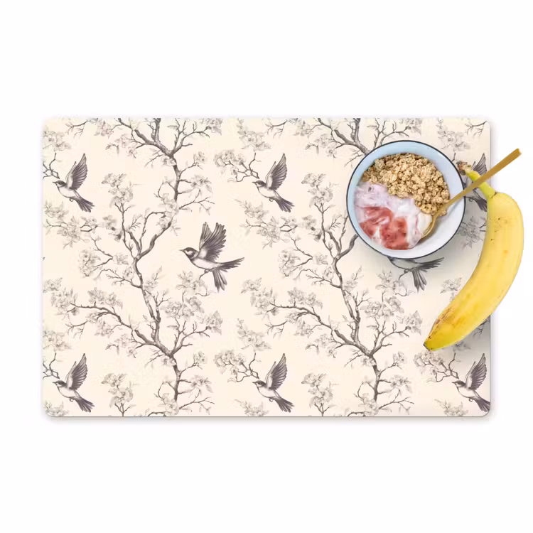 Tischset - 6 Stück - Äste - Vögel - Beige - 6 Stück — 1