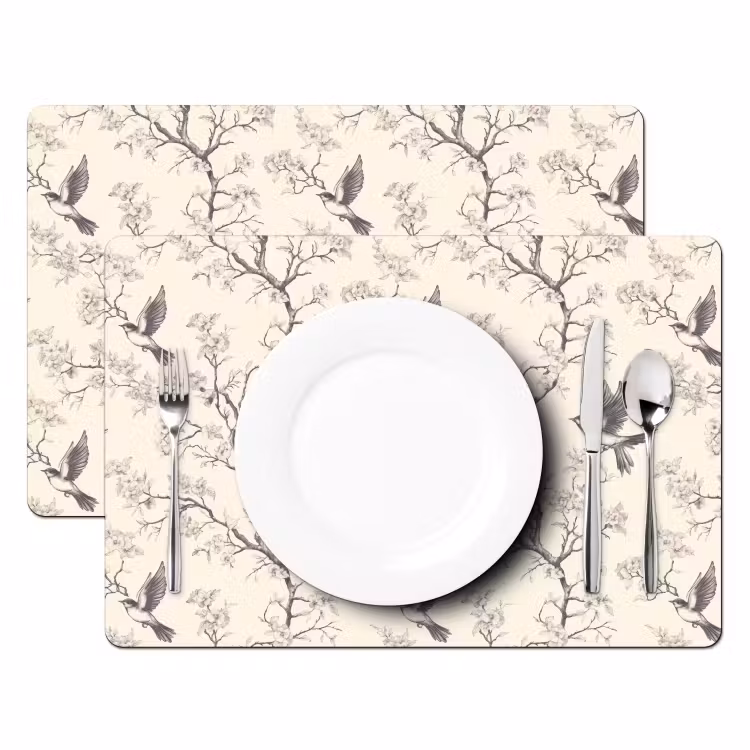 Tischset - 6 Stück - Äste - Vögel - Beige - 6 Stück — 2