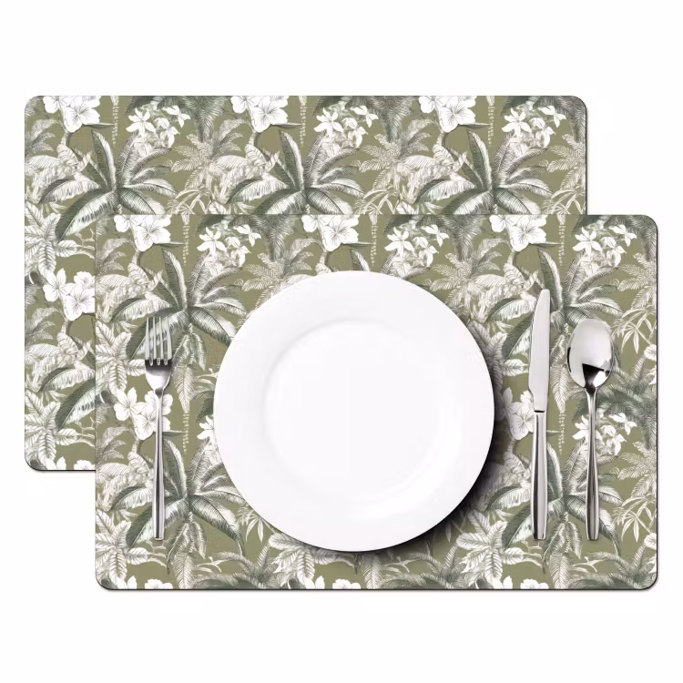 Tischset - 6 Stück - Botanisch - Blumen - Grün - 6 Stück — 2