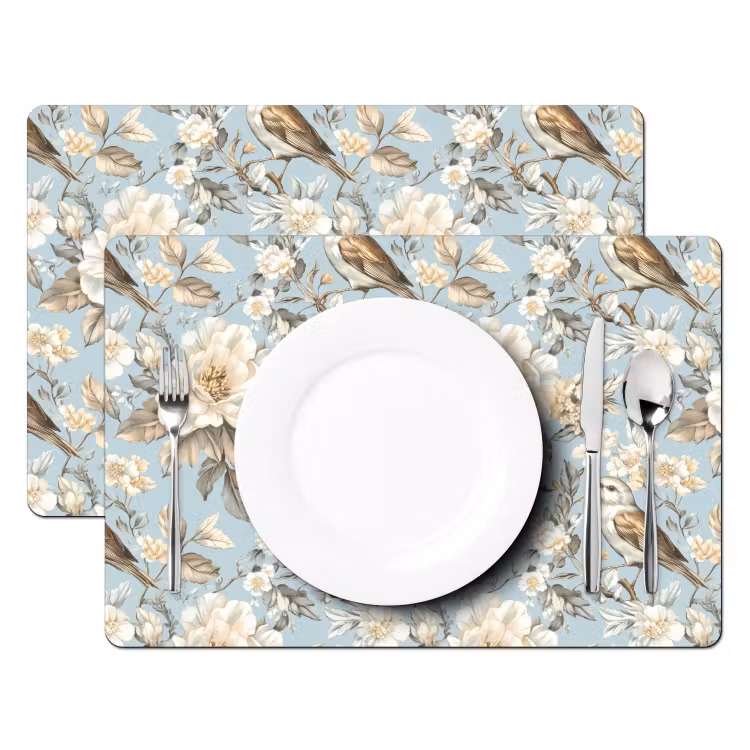 Tischset - 6 Stück - Botanisch - Singvogel - Blau - 6 Stück — 2
