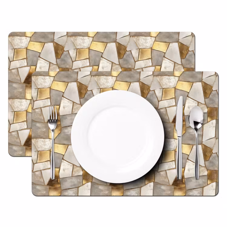 Tischset - 6 Stück - Mosaik - Marmor - Gold - 6 Stück — 2