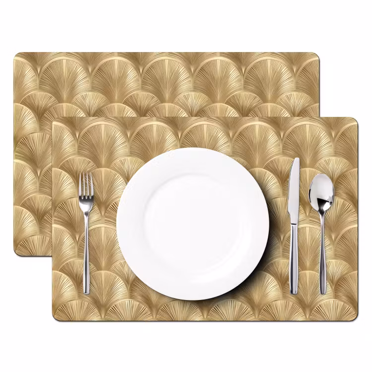 Tischset - 6 Stück - Muster - Fächer - Gold - 6 Stück — 2