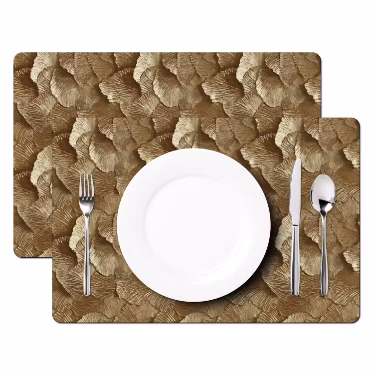 Tischset - 6 Stück - Organisch - Muster - Blätter - Gold - 6 Stück — 2