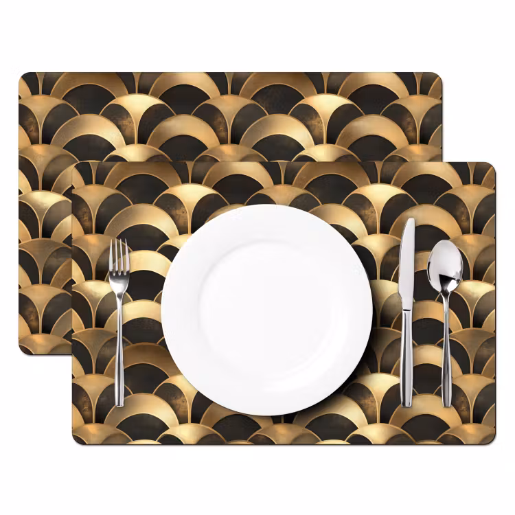 Tischset - 6 Stück - Skalen - Textur - Gold - 6 Stück — 2