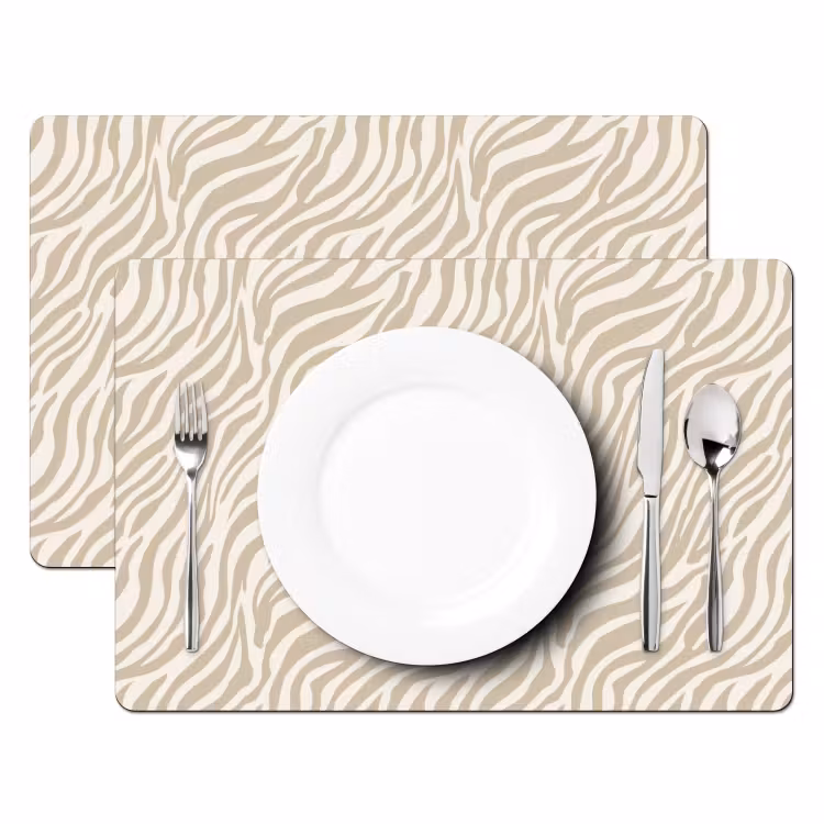 Tischset - 6 Stück - Zebra - Muster - Beige - 6 Stück — 2