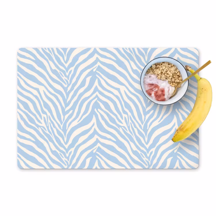 Tischset - 6 Stück - Zebra - Motiv - Blau - Weiß - 6 Stück — 1