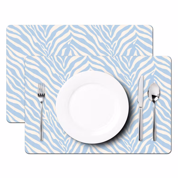 Tischset - 6 Stück - Zebra - Motiv - Blau - Weiß - 6 Stück — 2