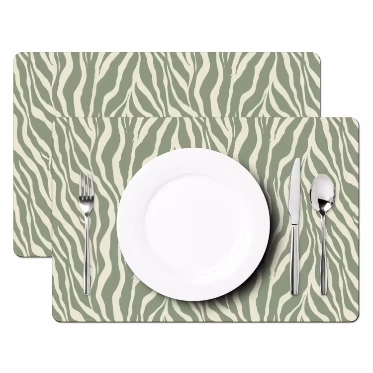 Tischset - 6 Stück - Zebra - Motiv - Grün - 6 Stück — 2