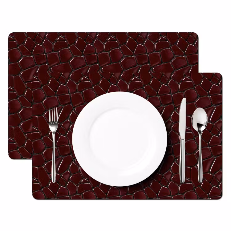 Tischset - 6 Stück - Mosaik - Fliese - Burgunderrot - 6 Stück — 2