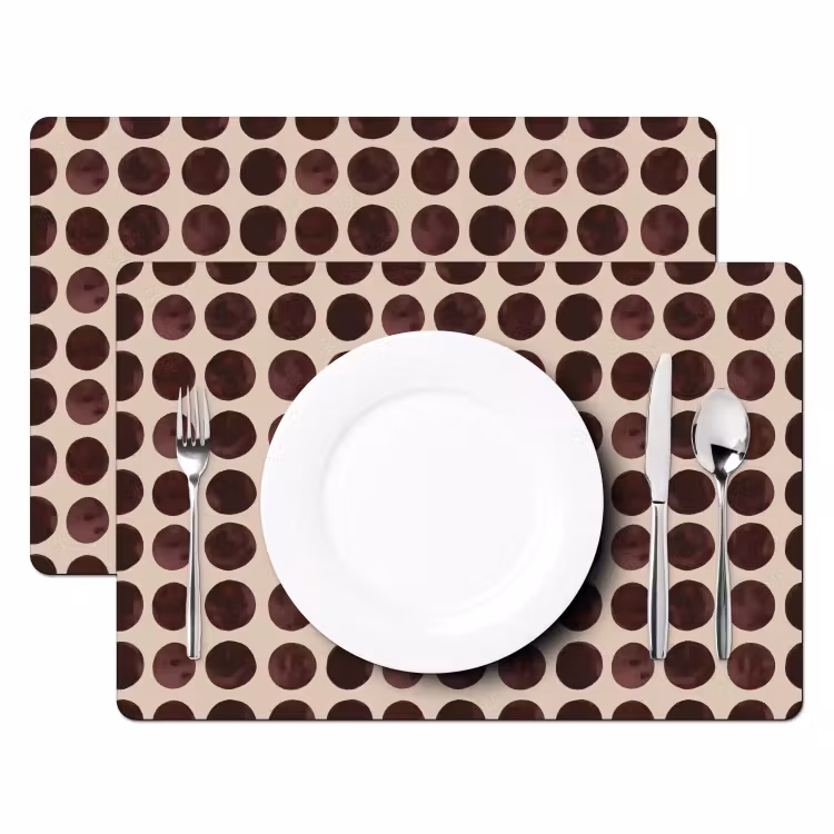 Tischset - 6 Stück - Polka dots - Muster - Braun - 6 Stück — 2