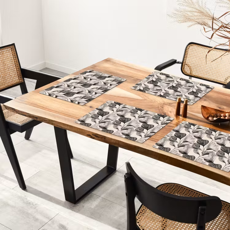 Tischset - 6 Stück - Botanisch - Blätter - Schwarz - 6 Stück — 4