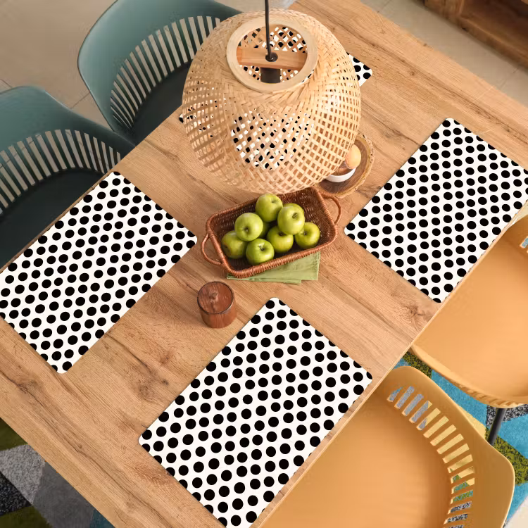 Tischset - 6 Stück - Klassisch - Polka dots - Schwarz - 6 Stück — 3