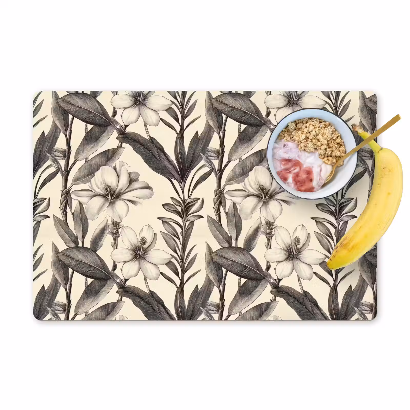 Tischset - 6 Stück - Klassisch - Botanisch - Schwarz - Beige - 6 Stück — 1