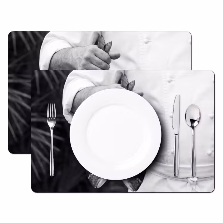 Tischset - 6 Stück - Angeln - Koch - Schwarz - Weiß - 6 Stück — 2