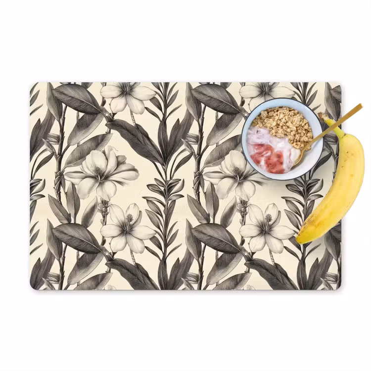 Tischset - 6 Stück - Klassisch - Botanisch - Schwarz - Beige - 6 Stück — 1