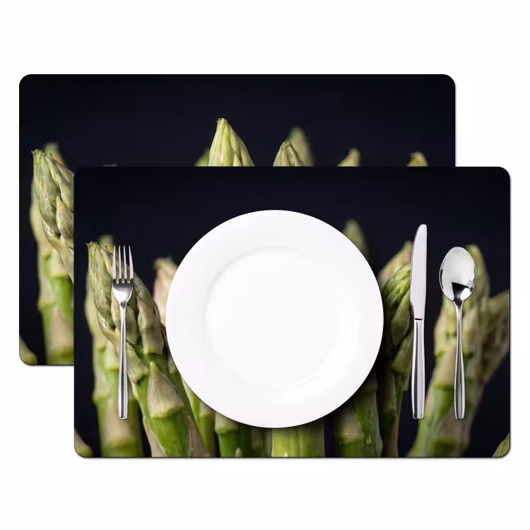Tischset - 6 Stück - Spargel - Grün - Schwarz - 6 Stück — 2