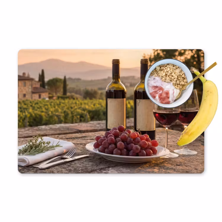 Tischset - 6 Stück - Wein - Gläser - Trauben - Weinberg - 6 Stück — 1