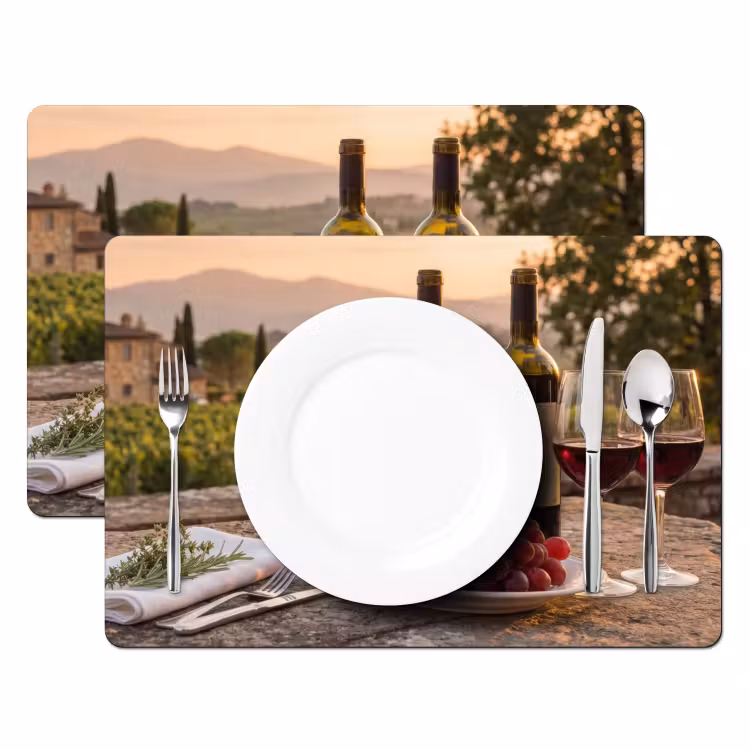 Tischset - 6 Stück - Wein - Gläser - Trauben - Weinberg - 6 Stück — 2