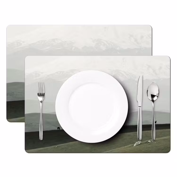 Tischset - 6 Stück - Grau - Berg - Pferde - 6 Stück — 2