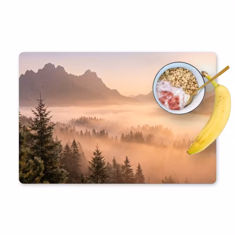 Tischset - 6 Stück - Sonnenlicht - Nebel - Berge - Bäume - 6 Stück — 1