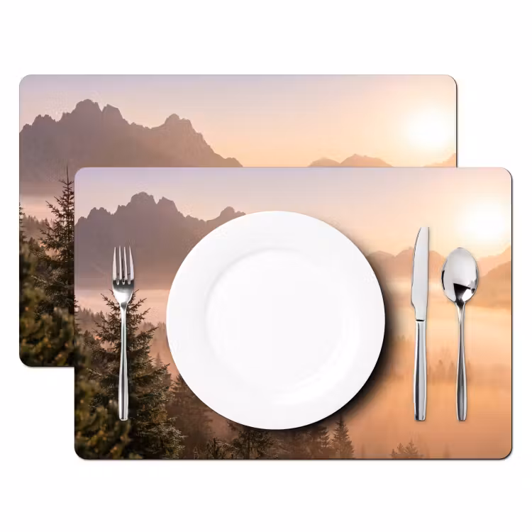 Tischset - 6 Stück - Sonnenlicht - Nebel - Berge - Bäume - 6 Stück — 2