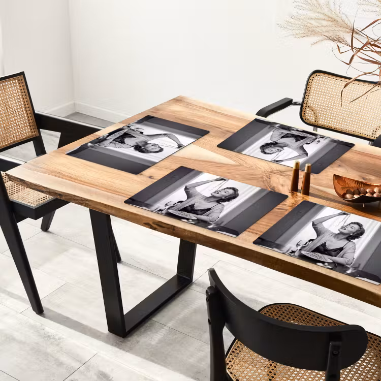 Tischset - 6 Stück - Frau - Spaghetti - Schwarz - Weiß - 6 Stück — 4