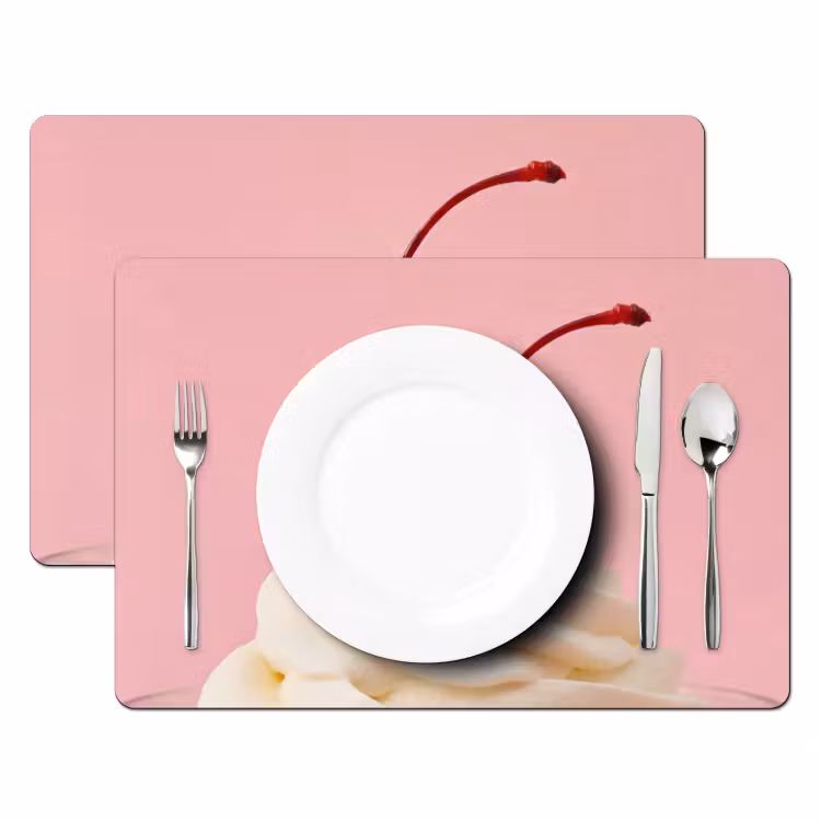 Tischset - 6 Stück - Kirsche - Schlagsahne - Rosa - 6 Stück — 2