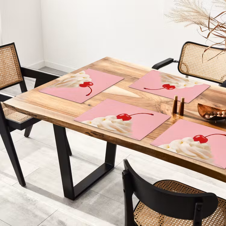 Tischset - 6 Stück - Kirsche - Schlagsahne - Rosa - 6 Stück — 4